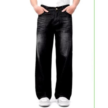 Celana Jeans Pria Washed Losse Straight Gombrong Komprang Skena Korean Style Baggy Pants Jins Longga