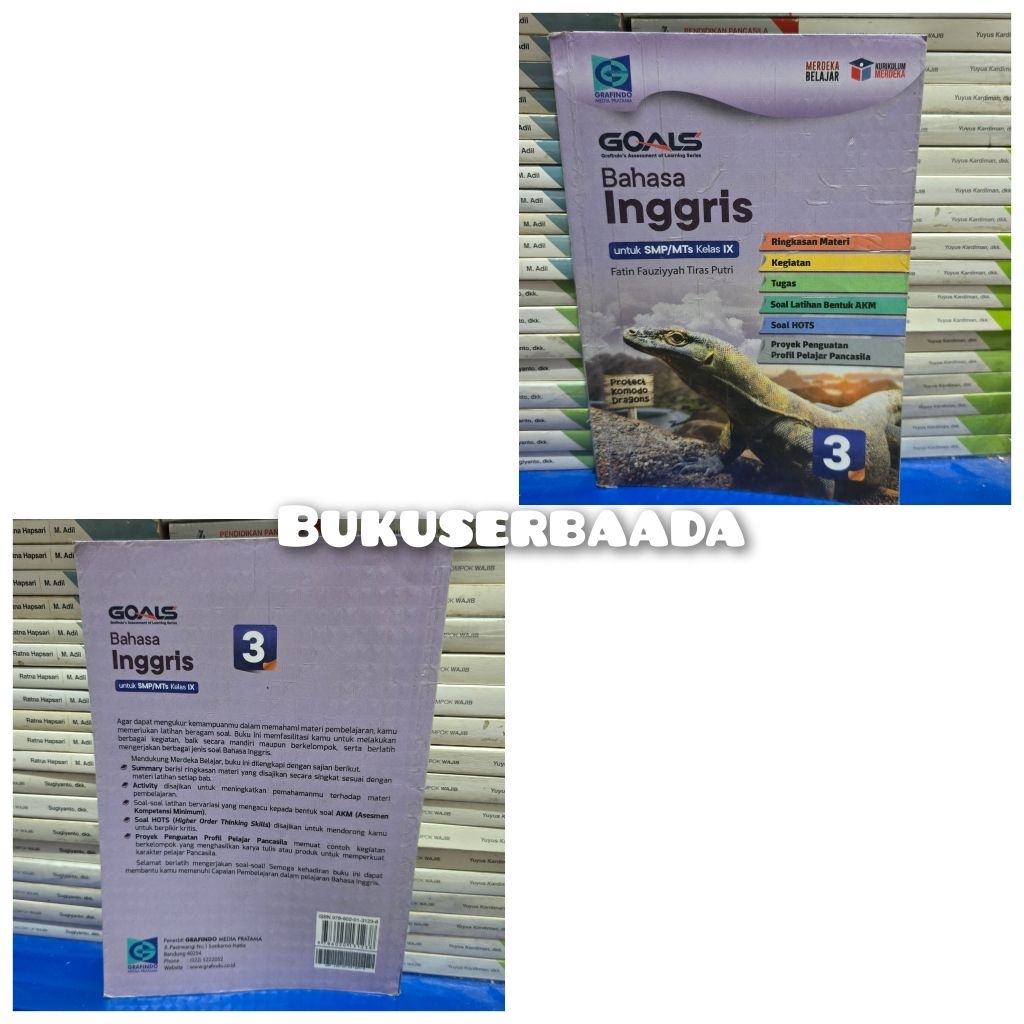 BUKU BEKAS GRAFINDO - GOALS BAHASA INGGRIS KELAS 3 SMP KURIKULUM MERDEKA