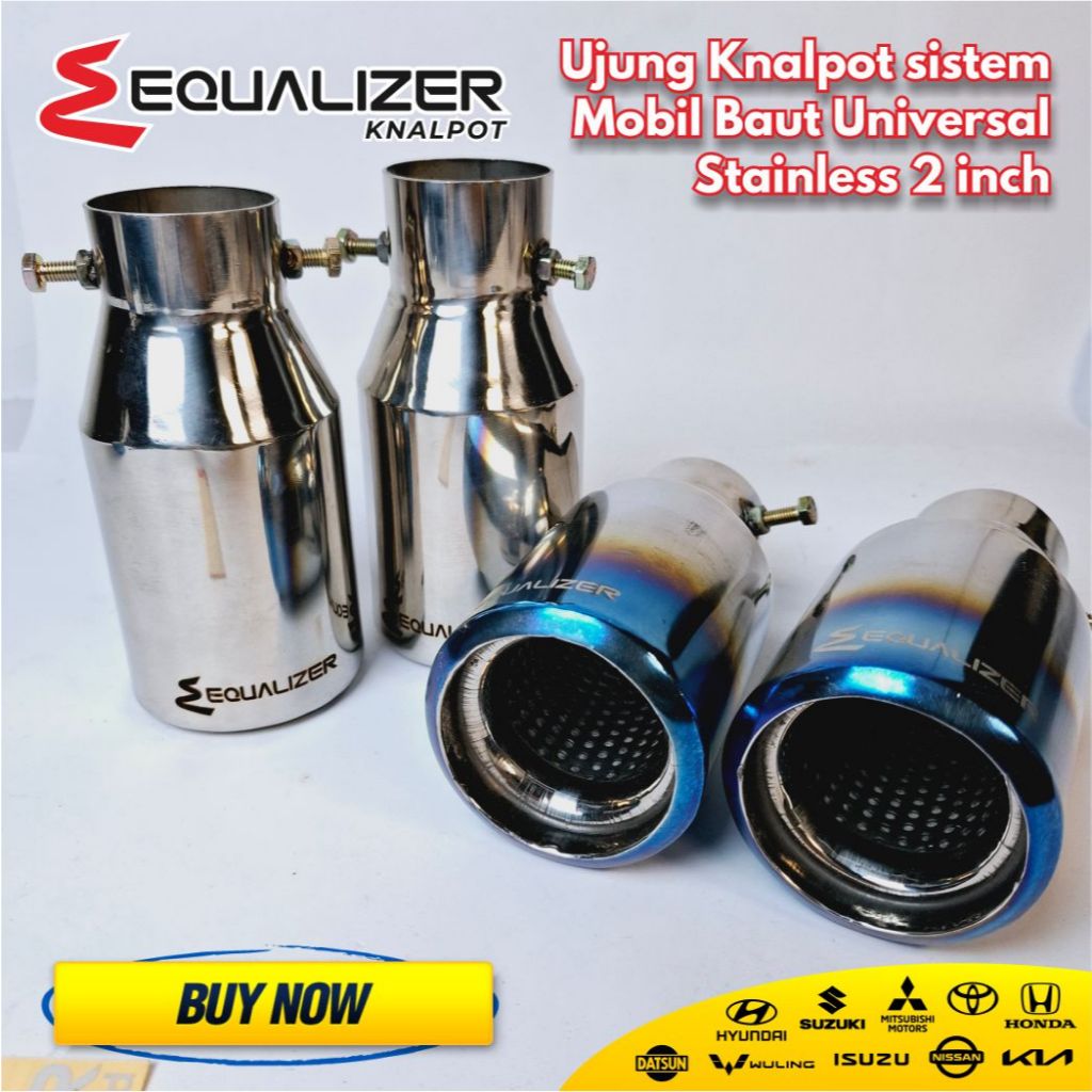 Knalpot Sistem Baut Mobil Equalizer Stainless BULAT Universal Mobil Muffler Cutter Buntut Cover Deko
