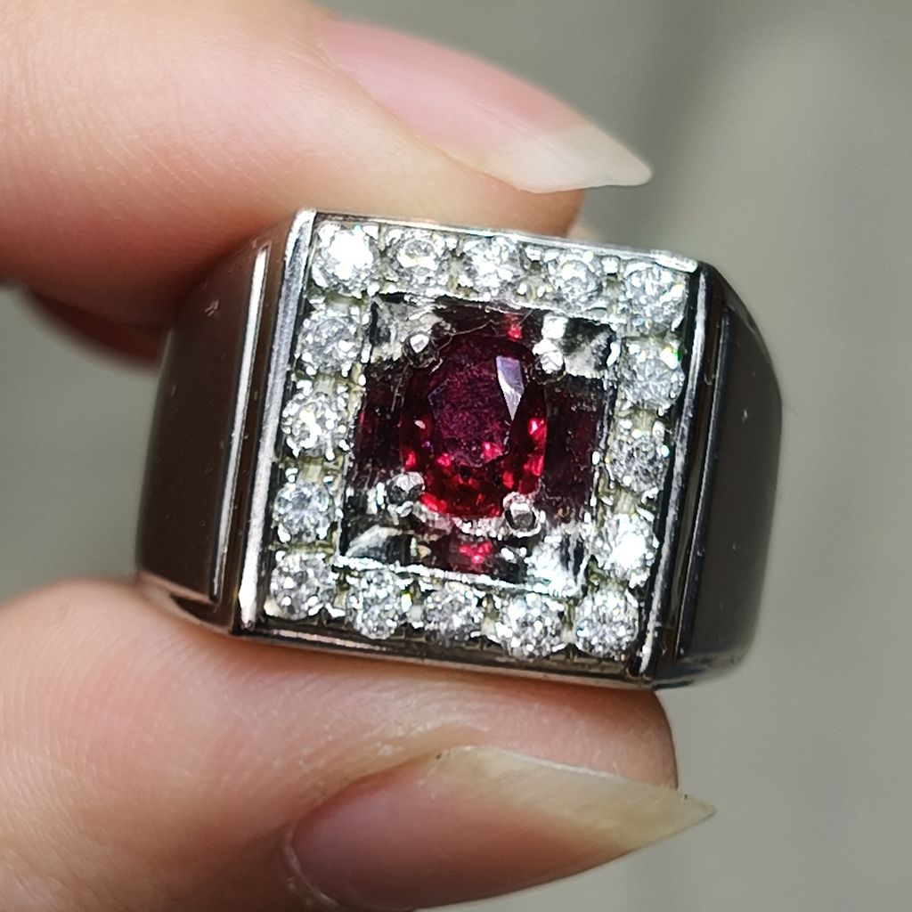 Natural Ruby NTE Mozambique 0,62ct Pigeon Blood Ring Silver Microsetting Memo KGL