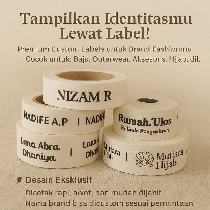 (1 rol)label katun import,label hijab,label baju,label pakaian,label cotton,label twelltape,label co