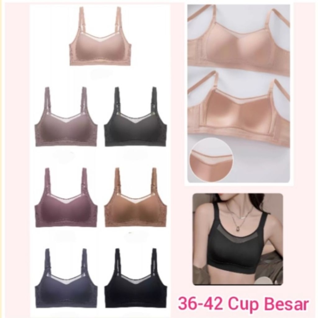 JdF Shop 7867 - Big Cup Mesh Bra Kait Belakang Cup Tipis Pad Besar