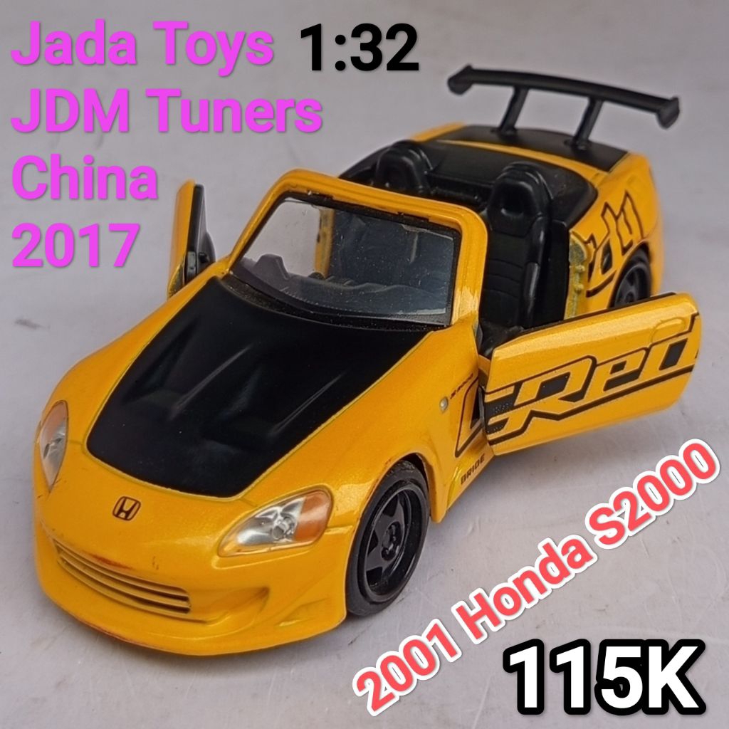 Diecast Skala 32 Jada Toys JDM Tuners 2001 Honda S2000 Kuning Greddy Loose