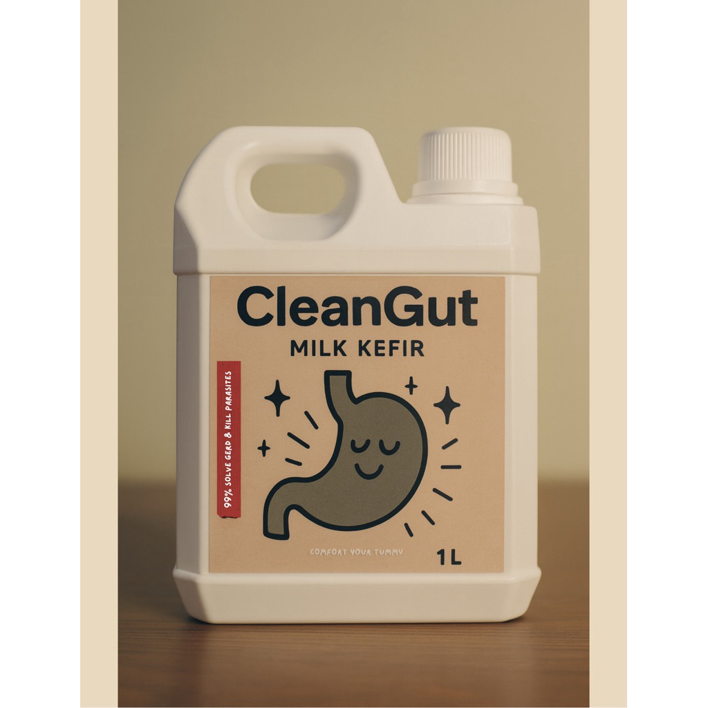 

Clean Gut Milk Kefir 1 Liter 100% alami Probiotik Asli sembuhkan GERD Obat Asam Lambung.
