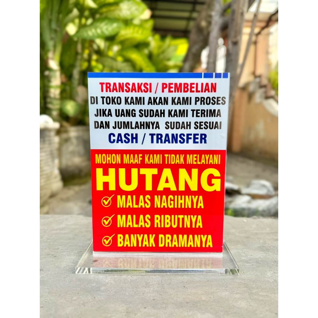 

AKRILIK MEJA BAHAN TEBAL UKURAN 15x20CM TOKO / AGEN BANK TRANSAKSI