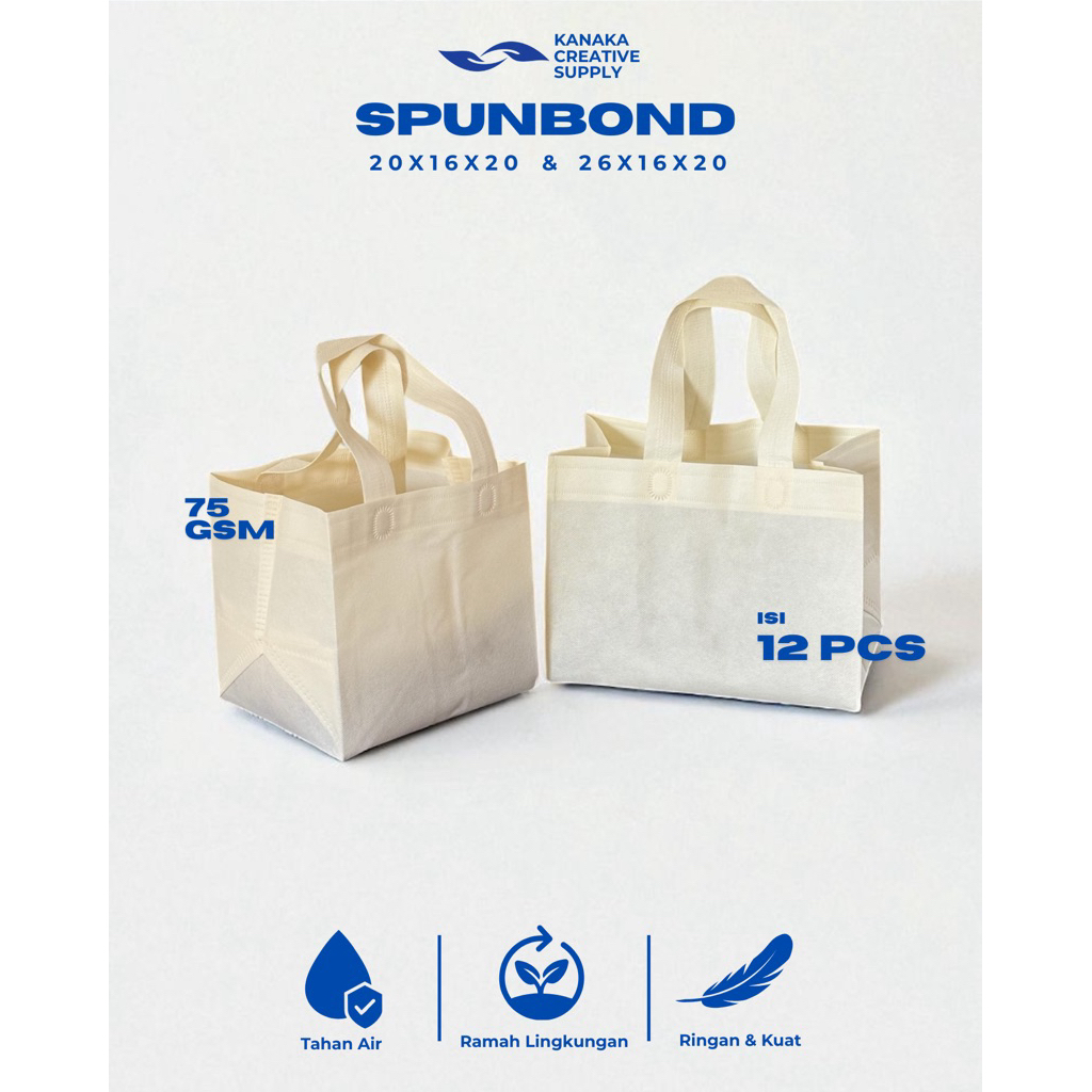 

Tas Spunbond Goodie Bag Polos 20x16x20 & 26x16x20 - Isi 12pcs/lsn