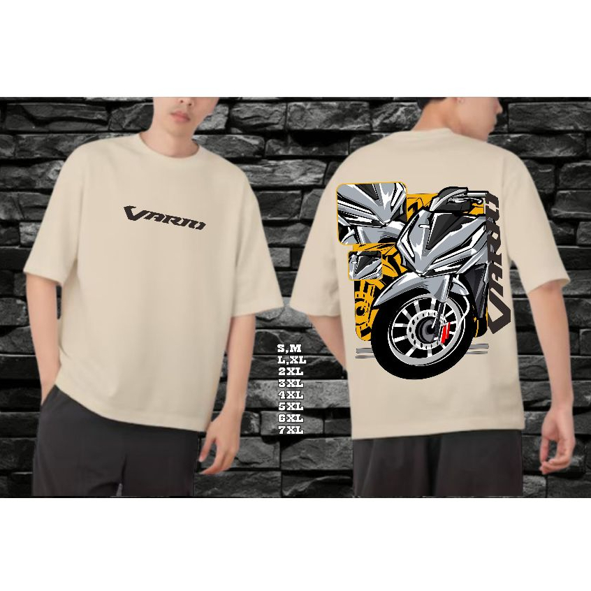 Kaos Dewasa Sablon Motor VARIO YELLOW BG Oversize Premium Cotton Combed (7XL) : Sablon Depan Belakan