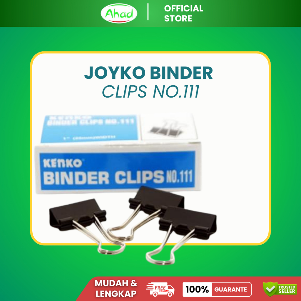 

KENKO BINDER CLIPS NO.111 | PENJEPIT KERTAS HITAM 1 PACK KECIL ISI 12 PCS