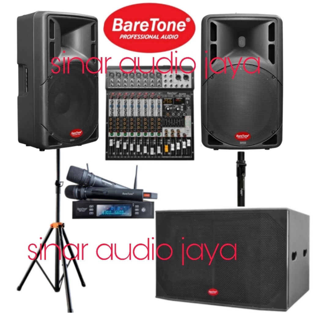 Paket Karaoke Sound System 15 Inch Baretone MAX15RAE Subwoofer 18 Inch Baretone SW 18