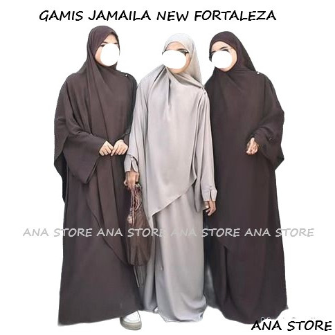 GAMIS JAMILA NEW FORTALEZA  S M L XL XXL KRAH BULAT KANCING DEPAN LENGAN LEBAR MANGSET KANCING 2 HIA