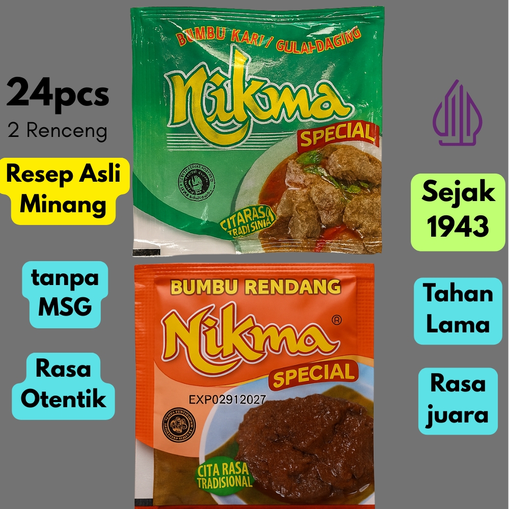 

Paket 24 Sachet Bumbu Padang Rendang Gulai Halal Hemat Asli Minang Cocok Idul Adha Ramadhan