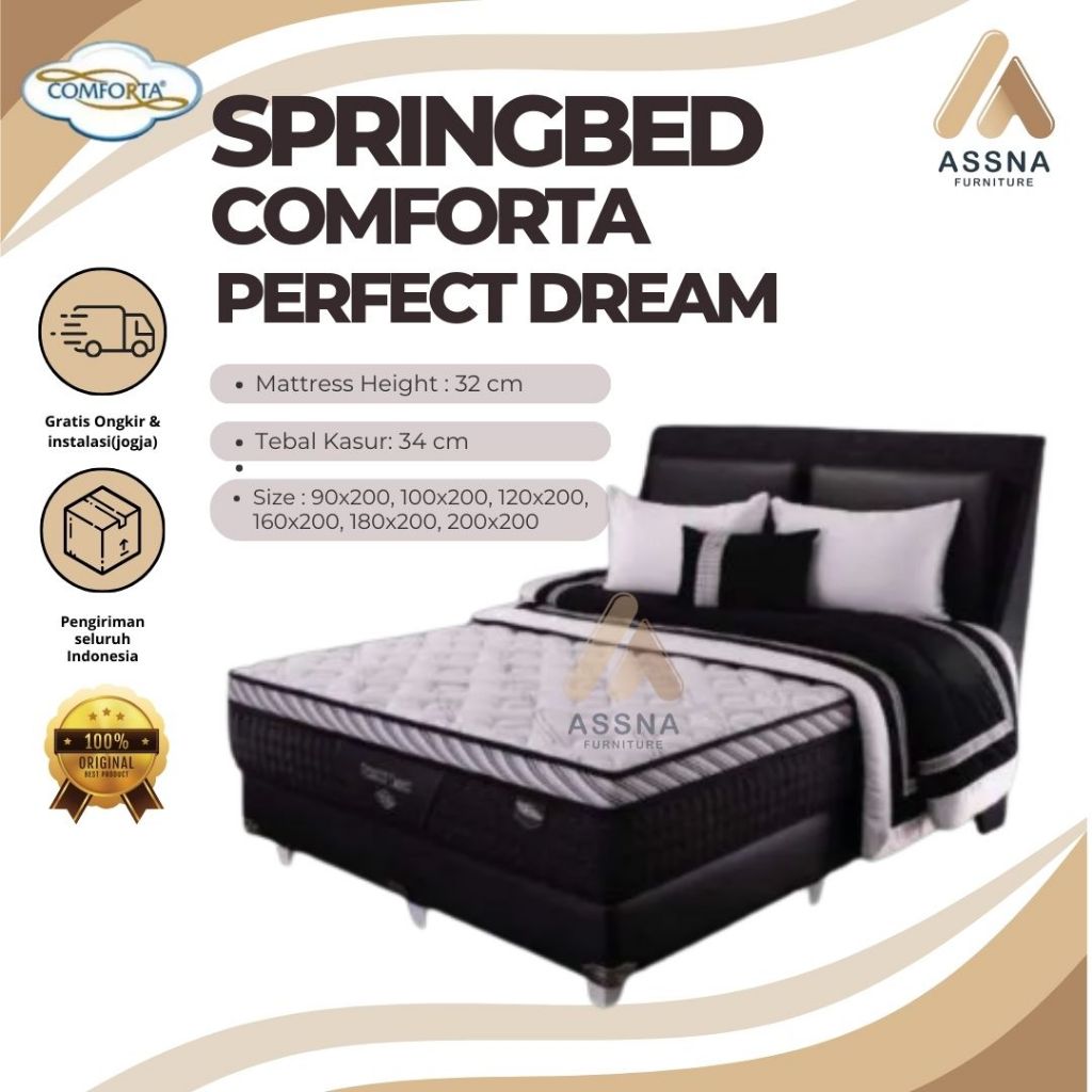 Kasur Springbed Comforta Perfect Dream Mattress Only | Tebal 32 cm | Pocket Spring Latex Memory Gel