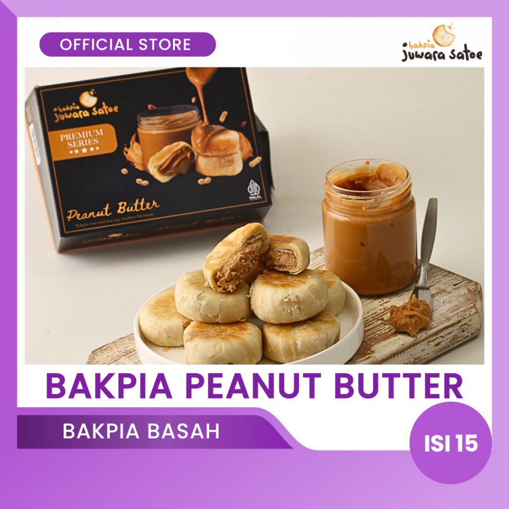

[ ISI 15 ] BAKPIA BASAH PREMIUM PEANUT BUTTER - JUWARA SATOE