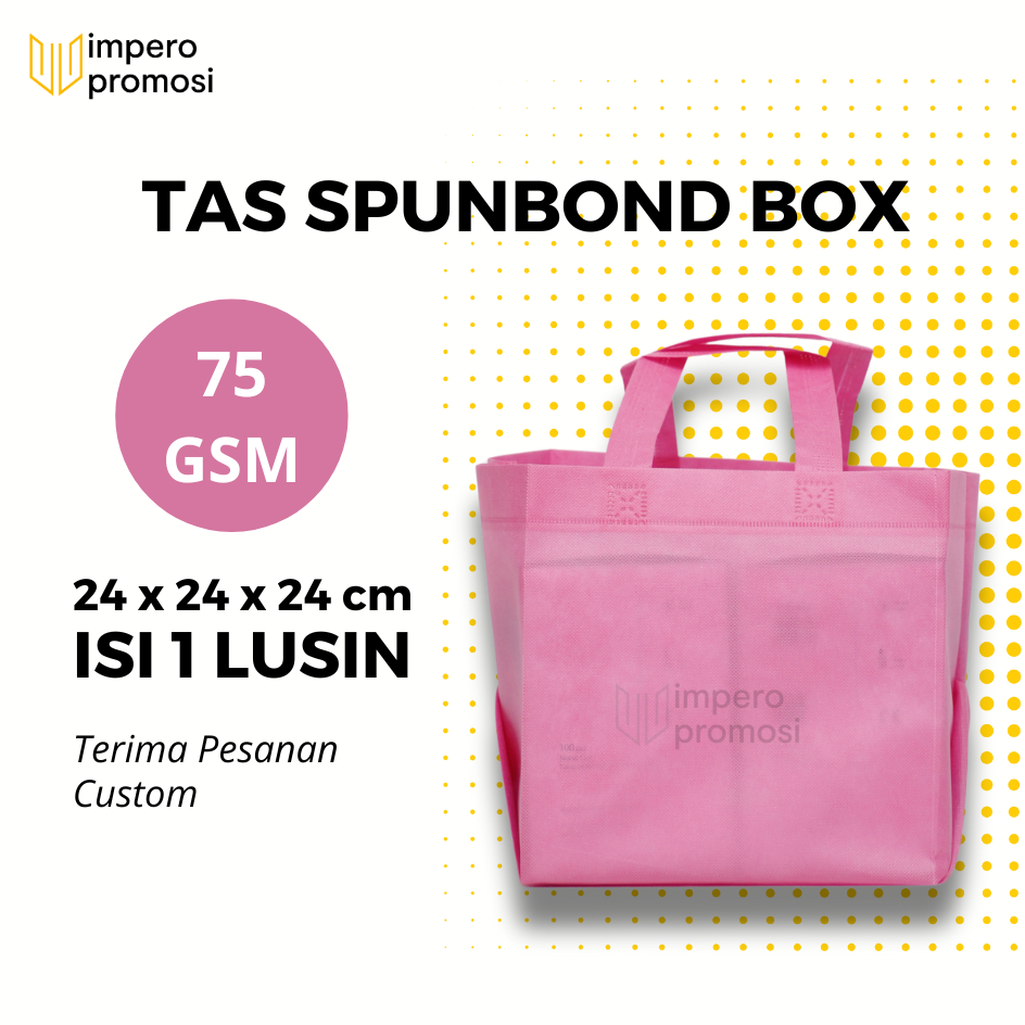 

Impero - GOODIE BAG SPUNBOND BOX 24x24x24/ Harga Lusinan / Kantong Belanja Murah Warna Pink