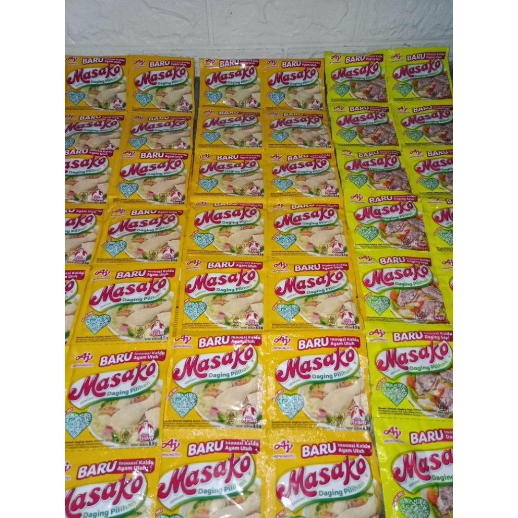 

masako//ajinomoto//kemasan sachet// di jual per sachet