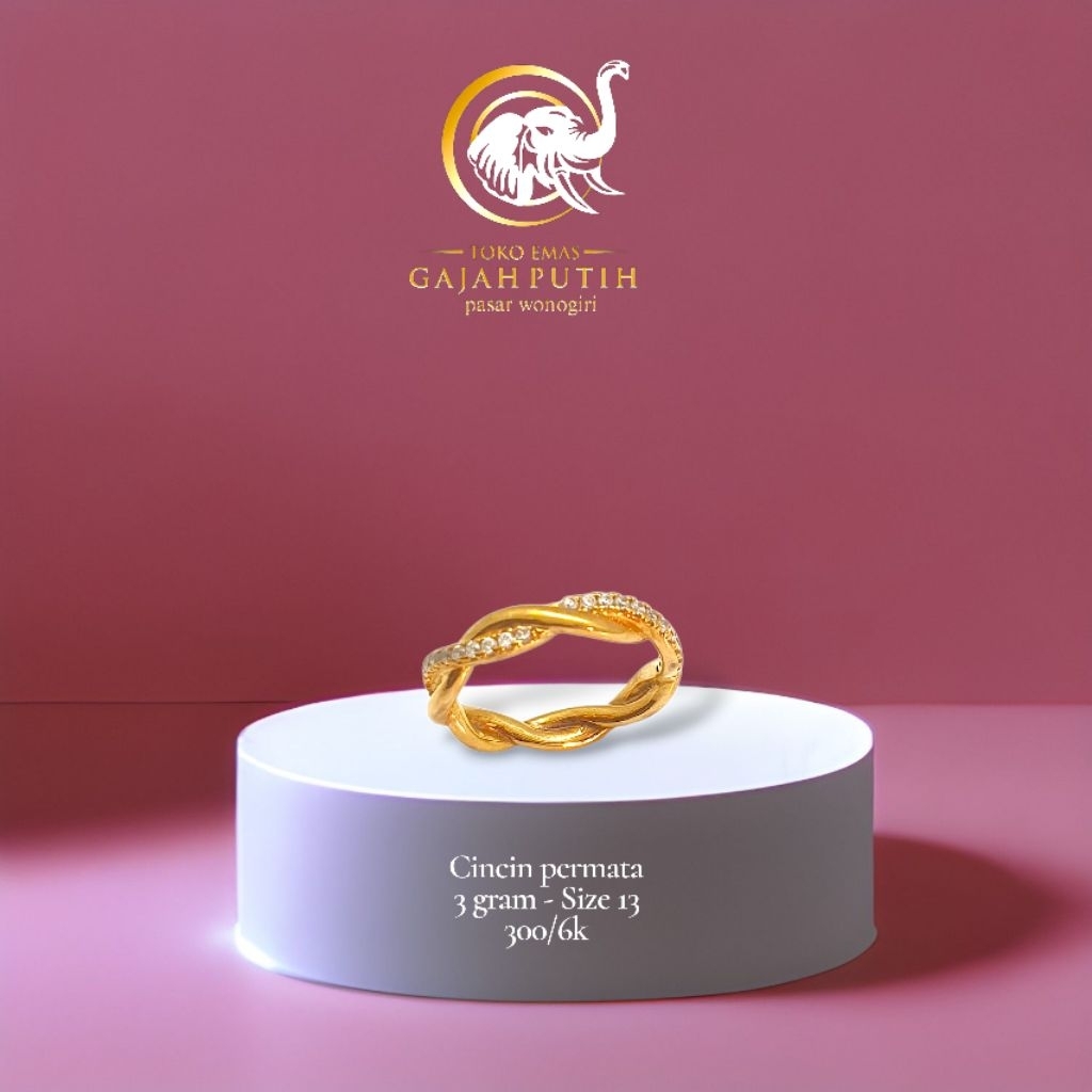 Cincin emas permata 3 gram