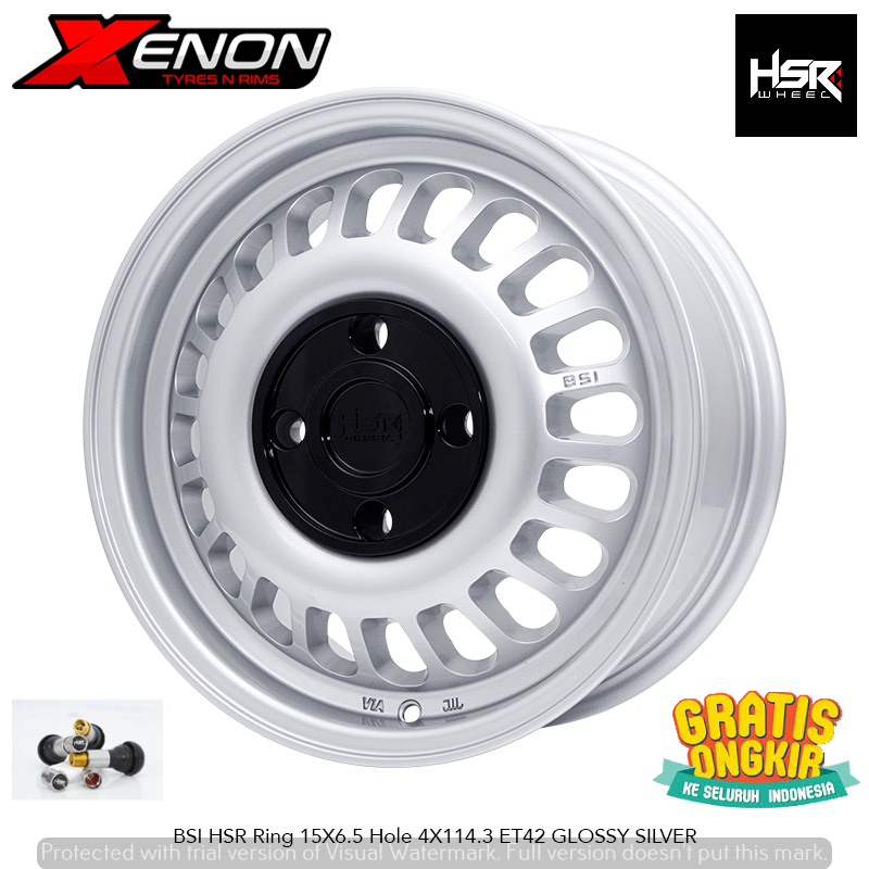 Velg Racing R15 HSR BSI Silver Model Kaleng Pcd 4x114 Ring 15 Buat Mobil Avanza Xenia Livina Evalia