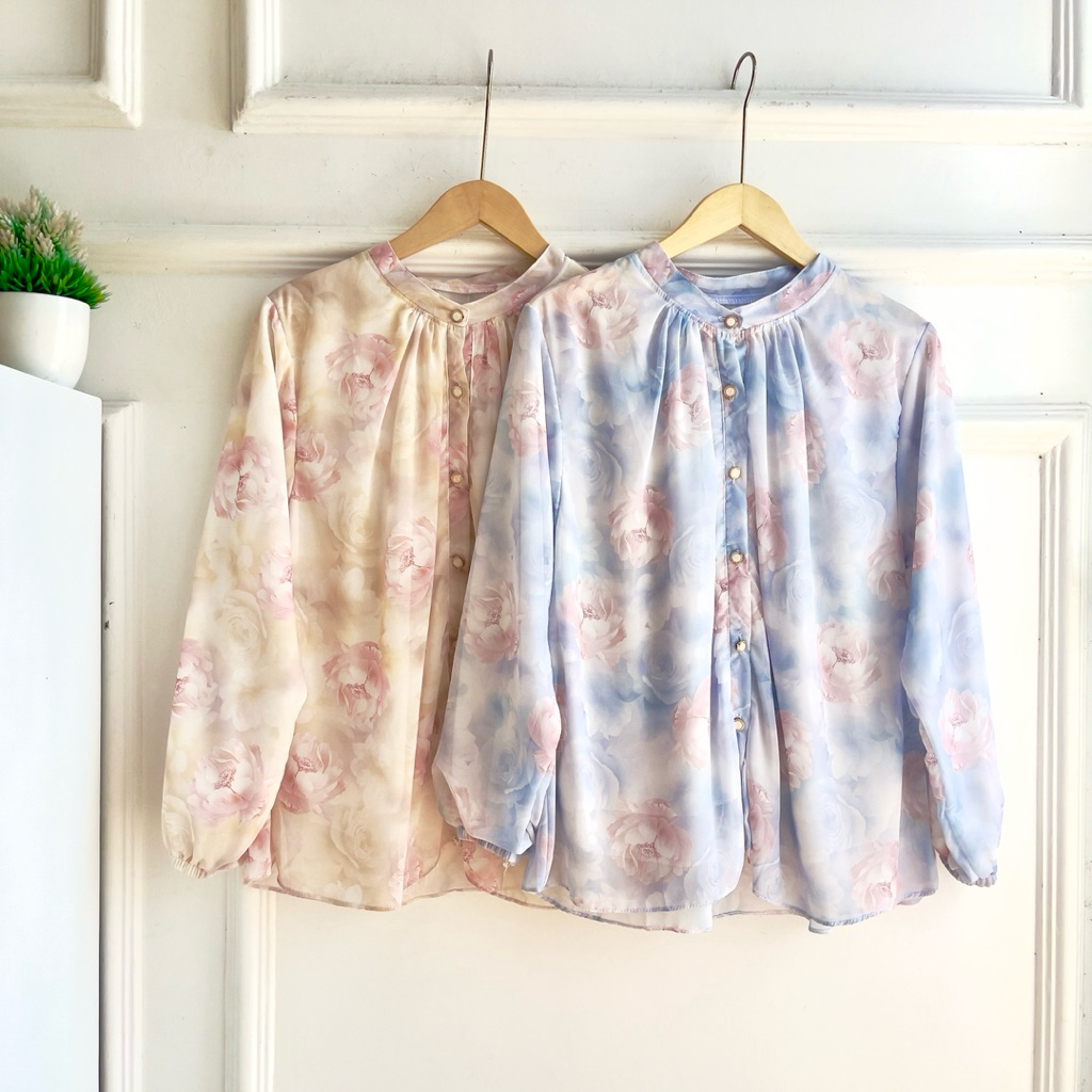 BLOUSE CERUTY BUNGA//BLOUSE KERAH RENDA//BLOUSE WANITA//ATASAN IMPORT WANITA