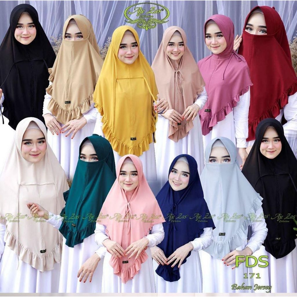 AJE ZAS - Hijab/Khimar/Kerudung Bergo Pet Busa Kode-FDS Matt Jersey