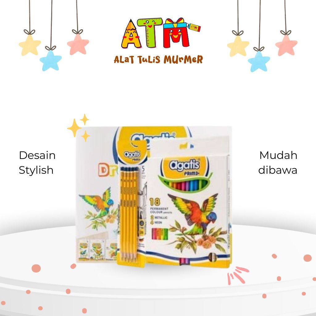 

Pensil warna isi 18/colour pencil 18 pcs/pensil warna/paket mewarnai/kado ultah/agatis prime combo package set 1