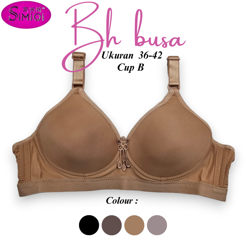 Bh Tanpa Kawat - Ukuran 36-42 Cup B | Full Cup Motif Polos Kait 3 | Simiqi