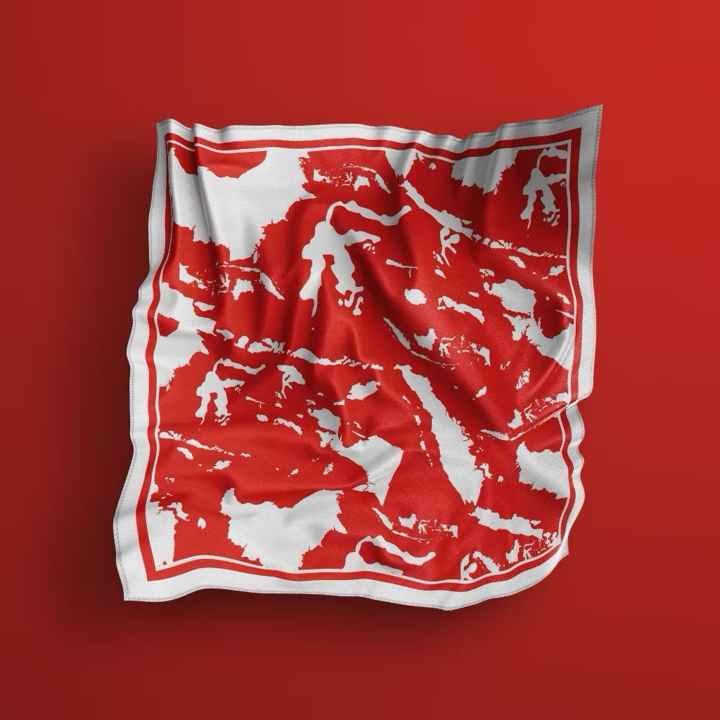 Hijab Segi Empat Motif INDONESIA merah putih Syar'i 130x130 Voal Sublime Premium