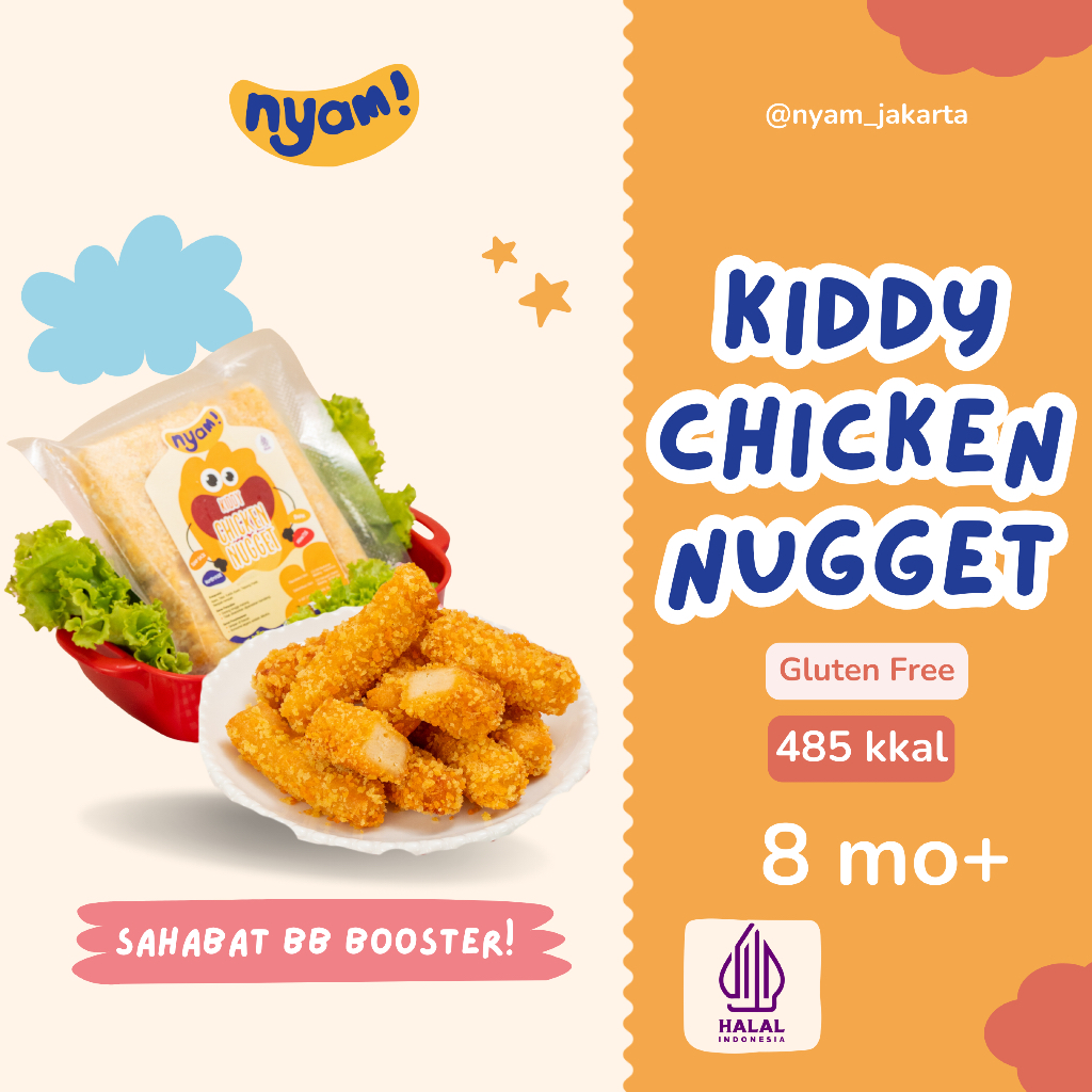 

NYAM Baby Food - KIDDY CHICKEN NUGGET AYAM BAYI ANAK NON MSG GLUTEN FREE - MPASI Bayi Balita