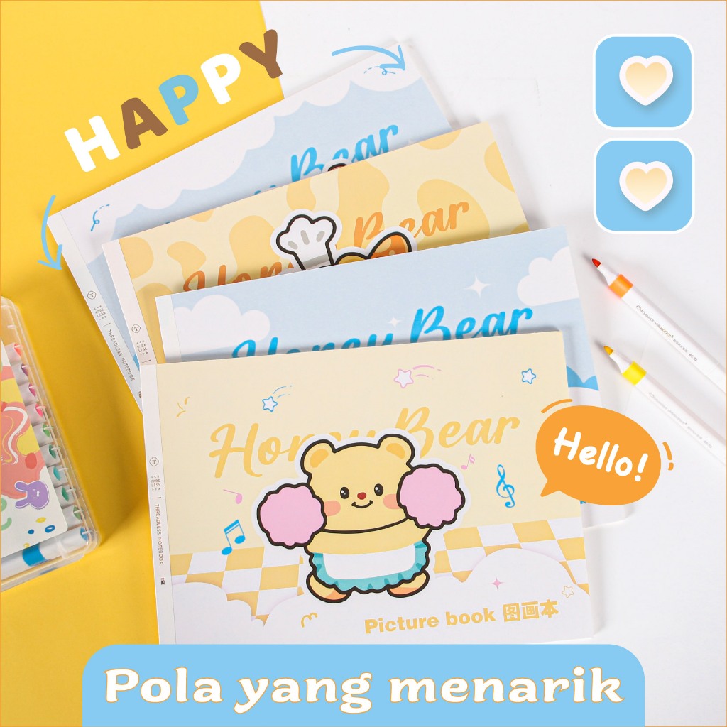 

Buku Gambar Beruang Mentega Kuning Lucu 100g Tebal Buku Sketsa Buku Catatan Tangan Grafiti Kartun Anak-Anak Pelajar Hadiah Alat Tulis Kreatif Untuk Anak Perempuan