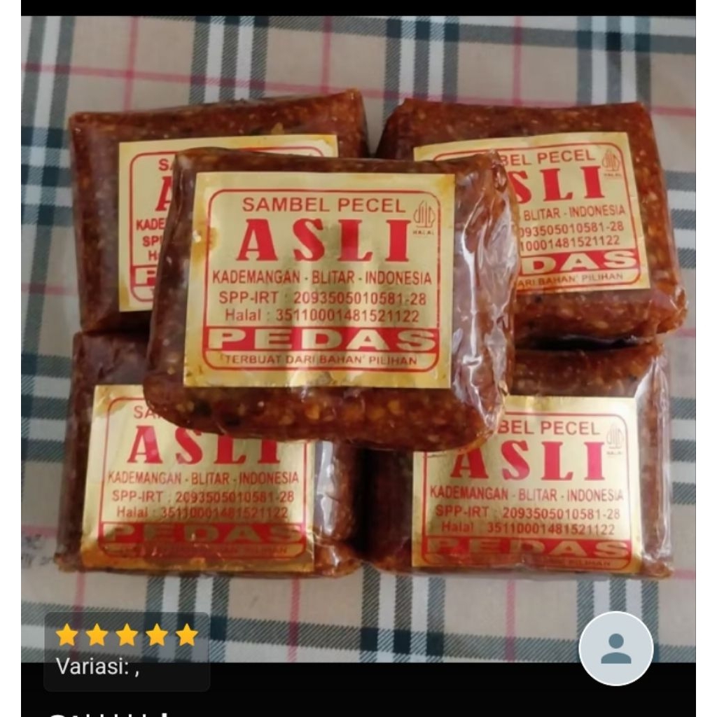

Sambal Pecel "ASLI" curah 170gr Khas Blitar (free kardus+ Bubble wrab keamanan peking)