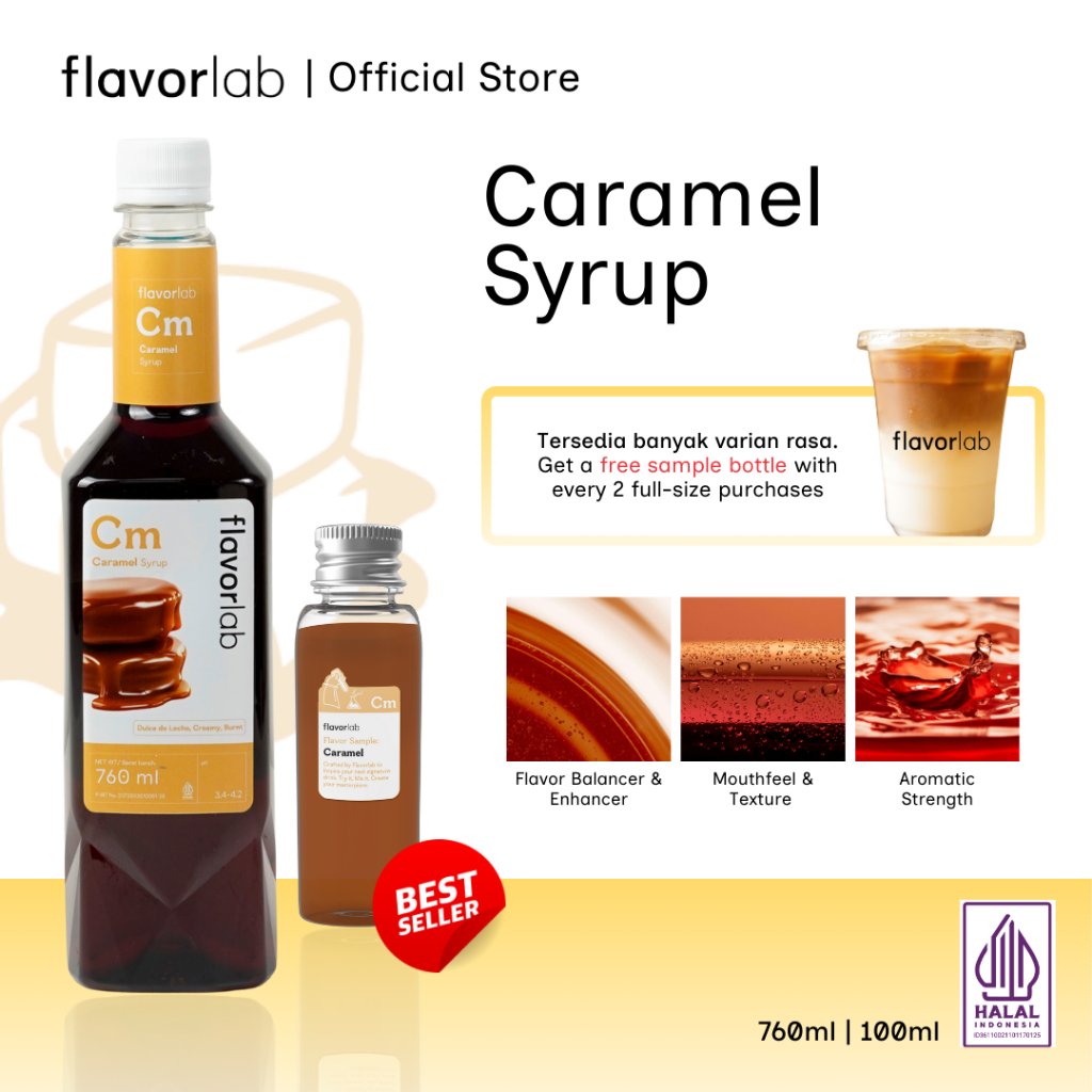 

Flavorlab Sirup Caramel Halal 760ml – Perasa Minuman Banyak Varian Rasa | Cocok untuk Kopi Kafe