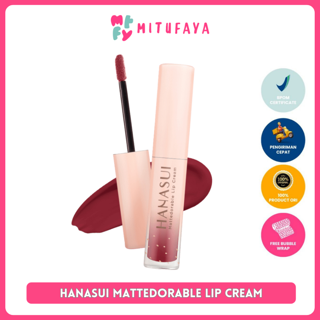 Hanasui Mattedorable Lip Cream Hanasui - Lipcream Velvet Matte Tahan Lama - Pigmented Lipstik Ringan