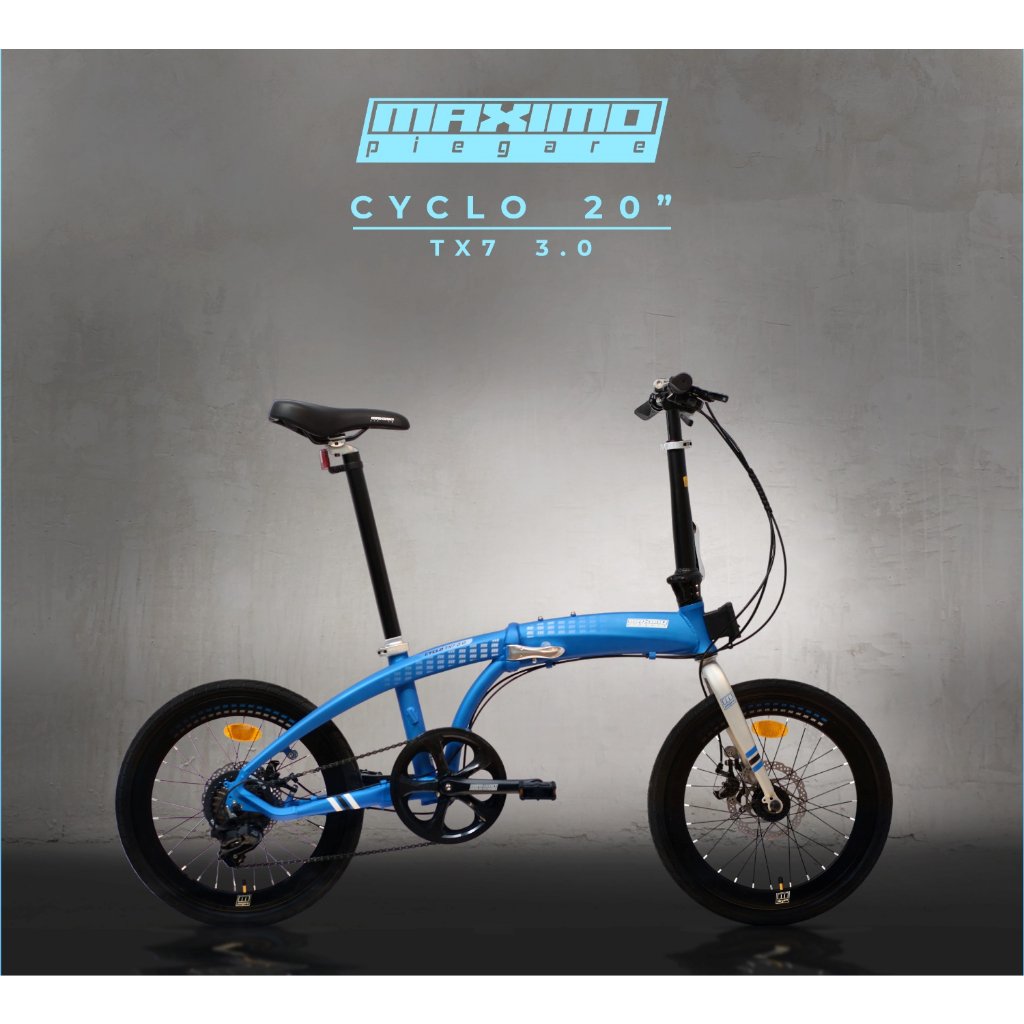 MAXIMO  Sepeda Lipat 20 Inch Folding Bike 7 Speed Cyclo TX7 3.0