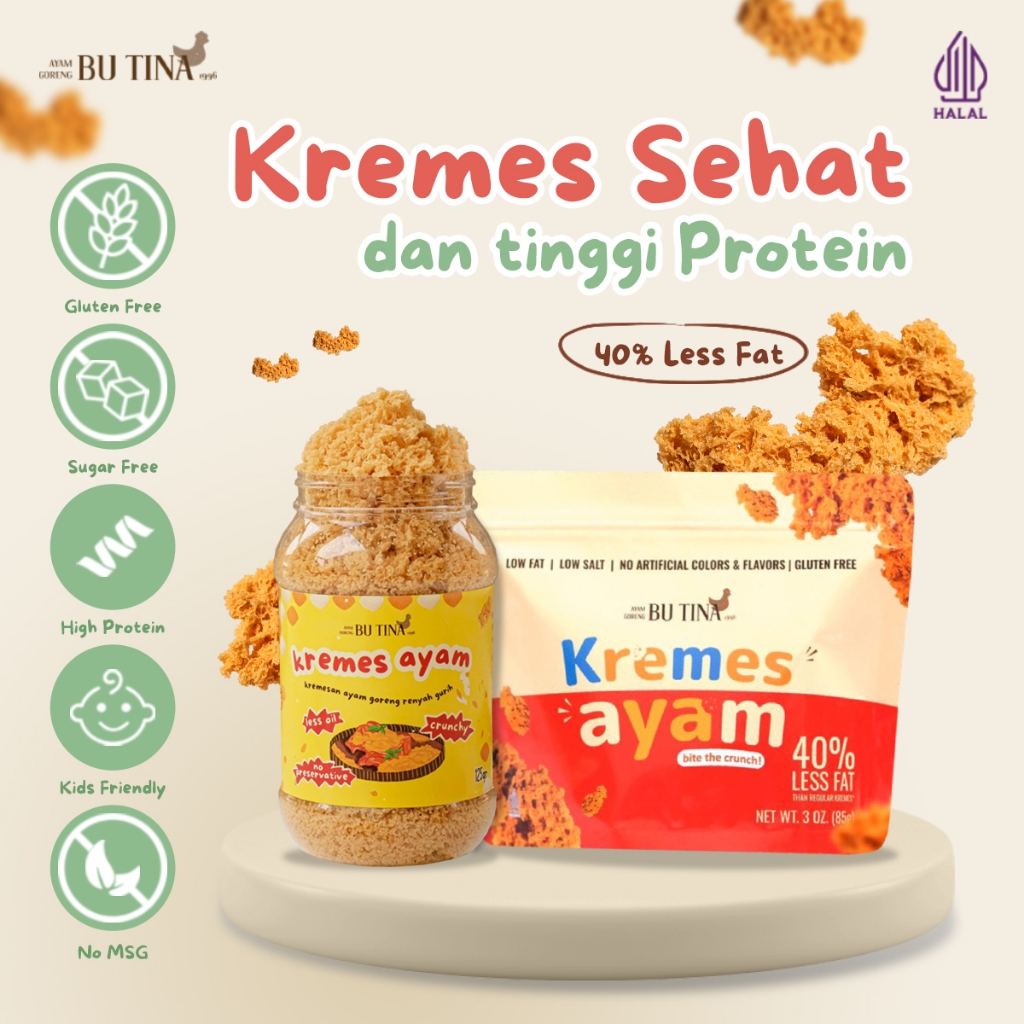 

Kremesan Ayam Bu Tina – Camilan Anak Susah Makan - Favorit Ribuan Ibu, Auto Lahap! Bundling 115g dan Pouch 85g