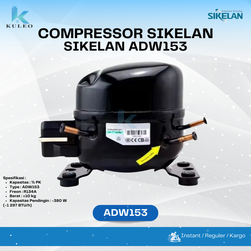 Kompresor Sikelan ADW153 1/2PK - kompresor adw153 sikelan - Kompresor 1/2 PK