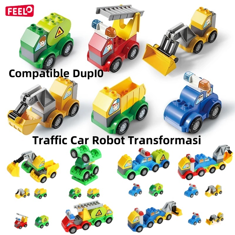 Feelo Car Blocks DupIo Compatible Fire Truck