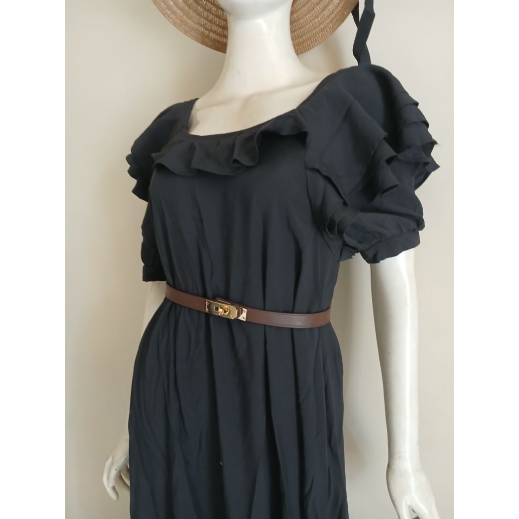 long dress hitam, dress pesta preloved