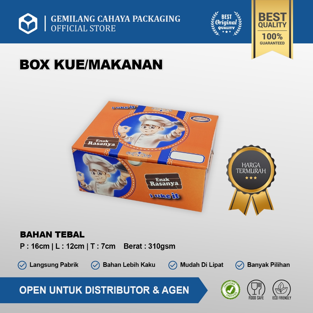 

(50 pcs) Box Dus Snack Makanan GS Mantap Rasanya Duplex Tebal (310 GSM) Ukuran 12x16cm
