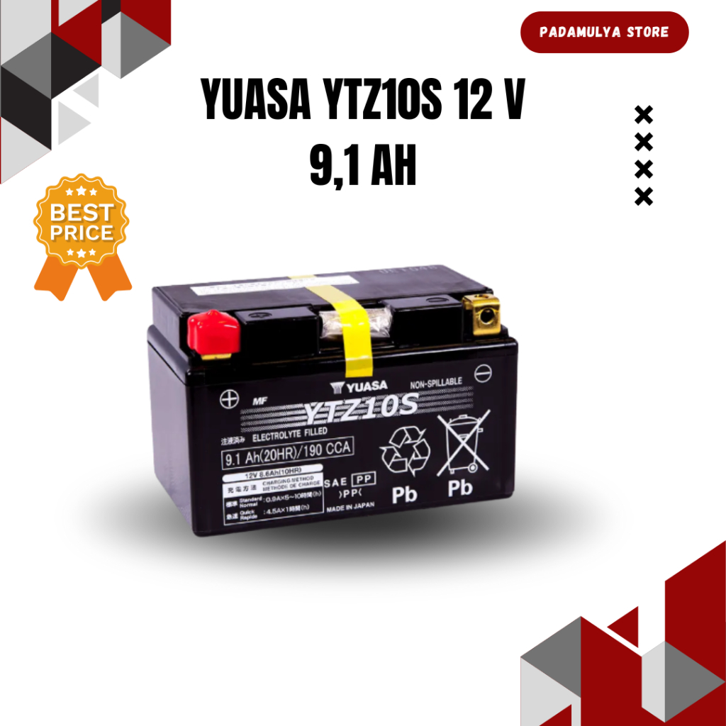 Aki Motor Yuasa YTZ10S 12V 9.1Ah Kawasaki ZX10 ZX25R Yamaha R1 R6
