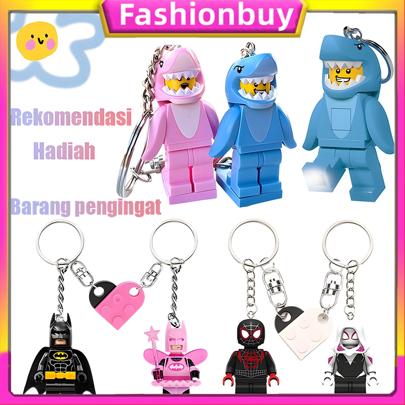 【COD】Couple Keychain Minifigure Shark/Gantungan Kunci Couple/Gantungan Kunci Couple Karakter Cute Ke