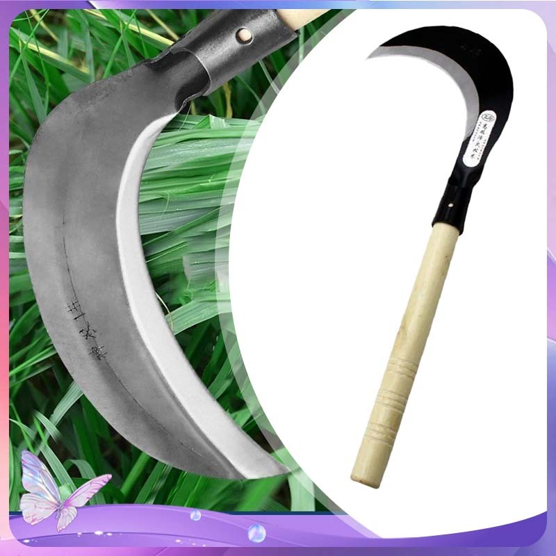 Pisau Sabit Pemangkas Rumput Arit Tani Pemotong Ranting Sabit Arit Pembelah Bambu Gagang Kayu Jati B