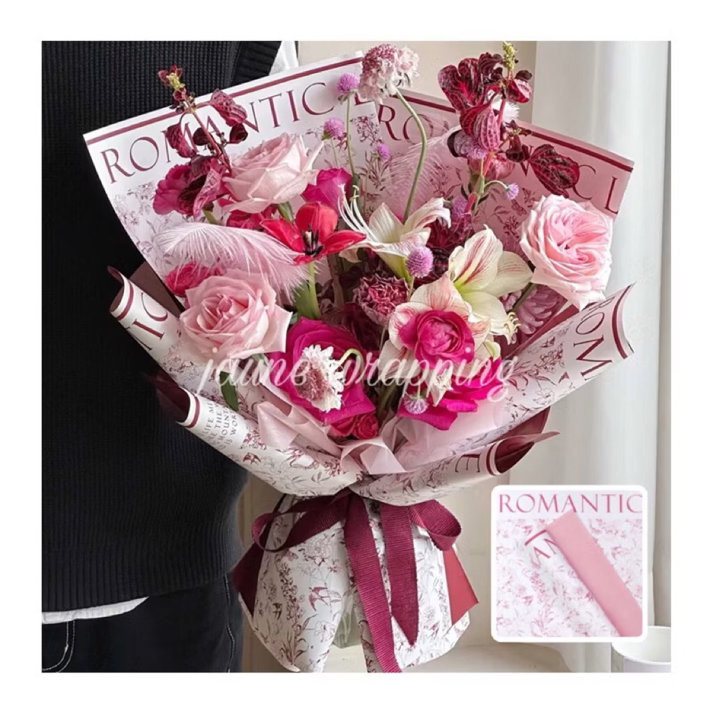 

[1PAK/20LEMBAR] JIZ Kertas Buket Bunga Romantic / Flower Wrapping Paper Cellophane