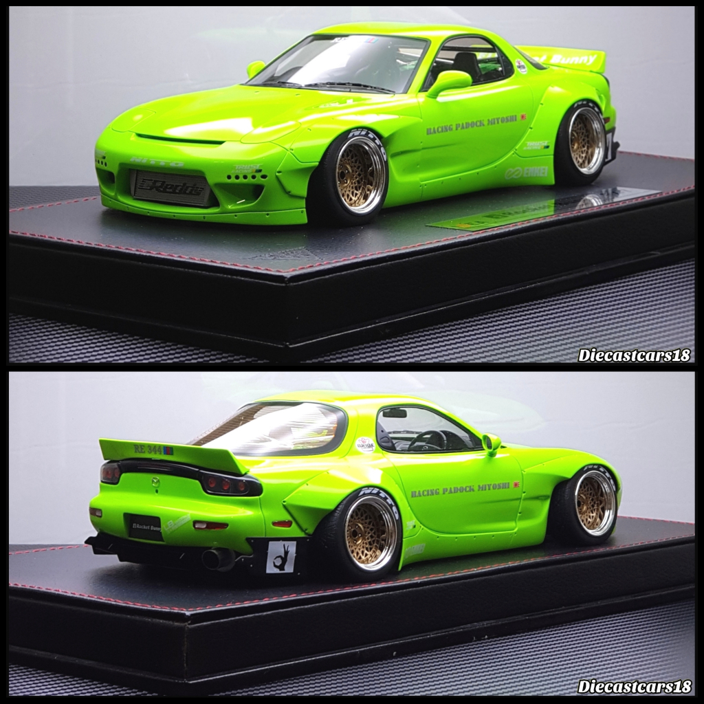 1/18 Makeup Model Mazda RX-7 Rocket Bunny Lime Green Metallic