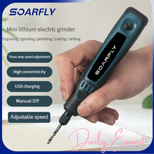 SOARFLY Bor Mini Drill Grinder 3 Kecepatan Grinda Bor Listrik Penghalus-Alat Gerinda Engraver Listri