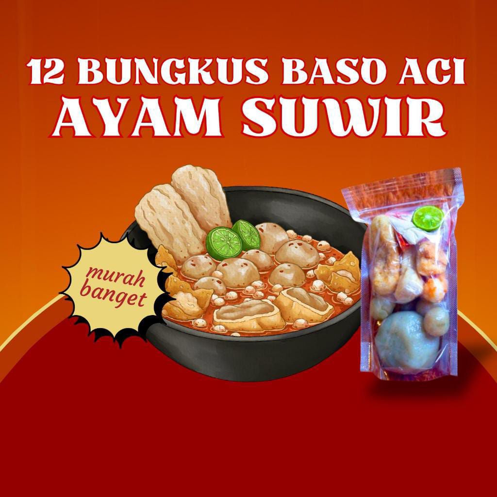 

12 bungkus baso Aci ayam suwir ukuran jumbo/Baso Aci instan original ukuran mini /makanan food instan
