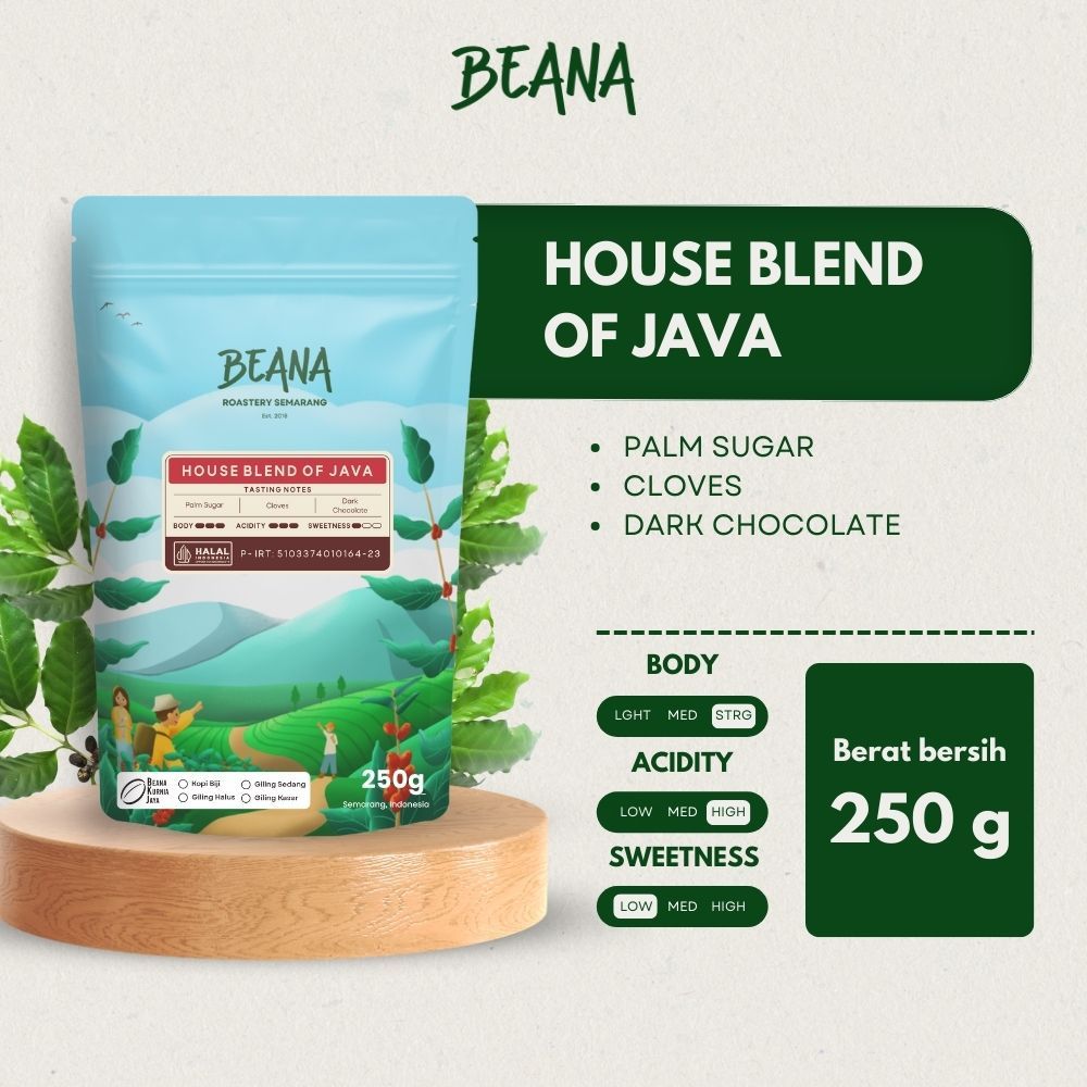 

Beana Roastery - House Blend of Java Coffee Roasted Beans | Blend Kopi Robusta Arabica 250gr