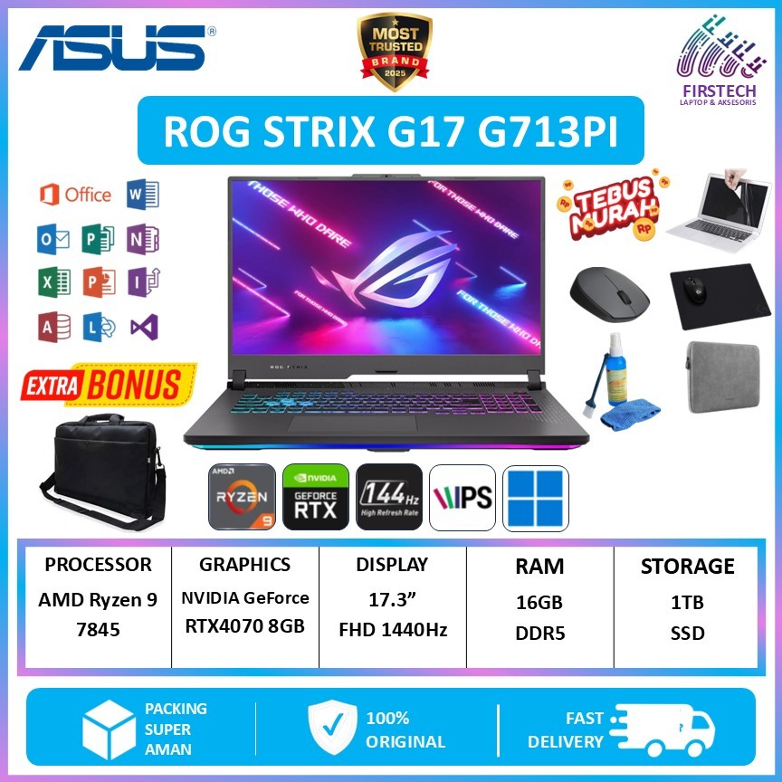 ASUS ROG STRIX G17 G713PV RYZEN 9 7845 RTX4060 8GB/ 16GB 1TB W11 17.3QHD IPS 240HZ