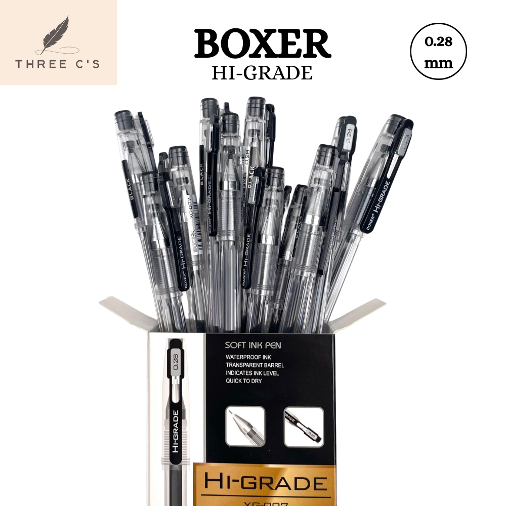 

XG Hi-Grade Ballpoint Boxer 0.28mm Gel Pen Enak Warna Hitam Biru- 007