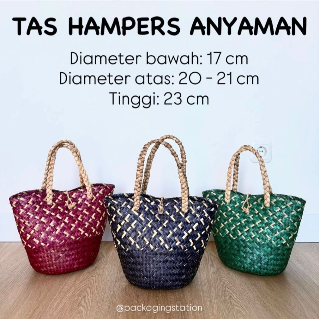 

TAS ANYAMAN HAMPERS WARNA / TAS SOUVENIR HAJATAN ULANG TAHUN / GOODIE BAG / TAS HAMPERS NATAL LEBARAN