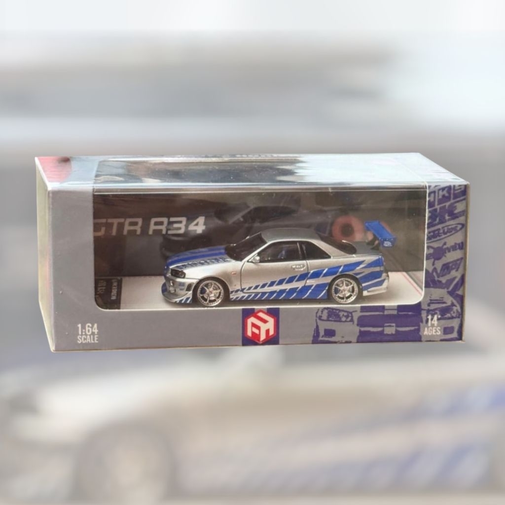 FOCAL HORIZON 1/64 FAST FURIOUS SKYLINE GT-R34 C-WEST SILVER BLUE