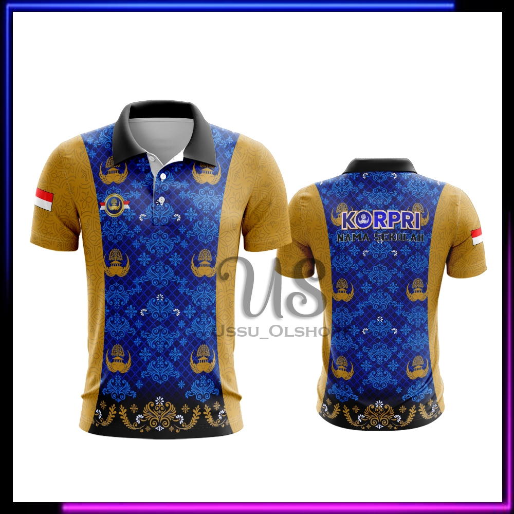 Batik KORPRI pria / Kaos Batik Polo / Baju Korpri Wanita / Kaos Polo Jersey Batik Korpri Fullprint